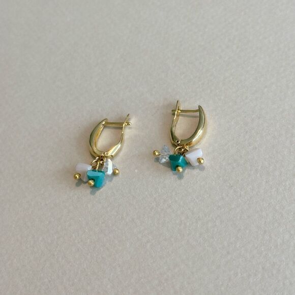 Stone hoop earrings R840 - Picture 2 of 4